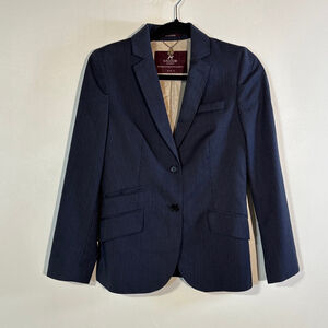 Sacoor Brothers Blazer Women’s Size 10 Navy Blue Pinstripe Wool Two Buttons